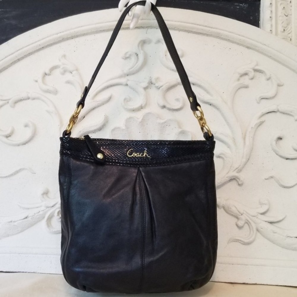 Coach "Ashley" Black Leather Hippie Shoulder Bag